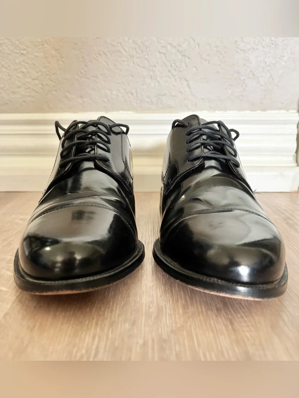 Cole Haan Men’s 10.5M Black Leather Dress Shoes Cap Toe Lace Up Nike Air